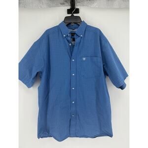 Ariat Pro Series Shirt Mens Medium Blue Plaid Button Front Western Vented